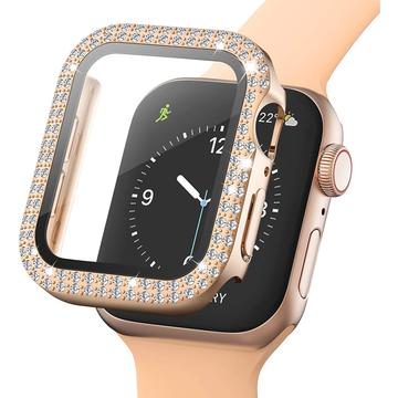 Coque Apple Watch SE (2022)/SE/6/5/4 en Décorative Strass avec Protecteur d\'écran - 44mm - Rose Doré