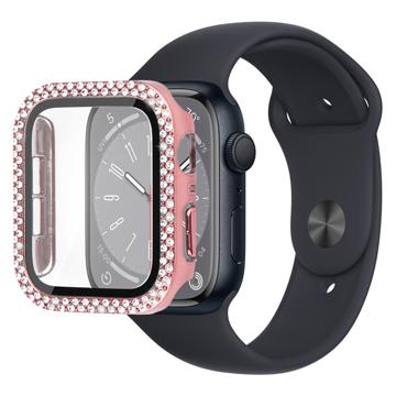 Coque Apple Watch Series 9/8/7 en Décorative Strass avec Protecteur d\'écran - 45mm - Rose