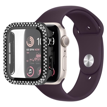 Coque Apple Watch SE (2022)/SE/6/5/4 en Décorative Strass avec Protecteur d\'écran - 40mm - Noire