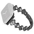 Bracelet Apple Watch Ultra 2/Ultra/9/8/SE (2022)/7/SE/6/5/4/3/2/1 en Forme d'Éventail en Strass - 49mm/45mm/44mm/42mm - Noir