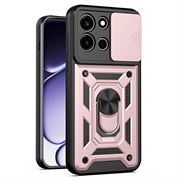 Coque Hybride OnePlus Nord 6 à Anneau Rotatif avec Protection pour Appareil Photo - Rose Doré
