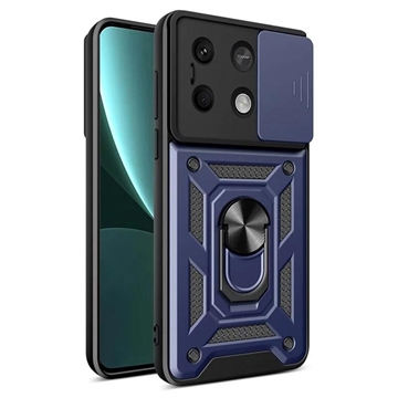 Coque Hybride Xiaomi Redmi Note 13 à Anneau Rotatif avec Protection pour Appareil Photo - Bleue