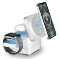 Chargeur MagSafe 3-en-1 S6 avec éclairage RGB - iPhone, Apple Watch, AirPods - Blanc