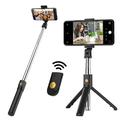 SELFIESHOW K07 3-en-1 Perche à selfie Bluetooth, trépied et télécommande - Noir