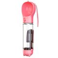 SH-01 Bouteille d'eau portable multifonctionnelle pour chien avec distributeur de sacs à crottes - Rose