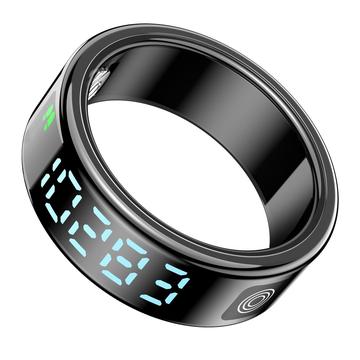 SR08 Bague intelligente avec affichage numérique - Taille : 18.2mm - Noir