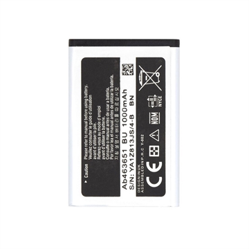 Batterie Samsung AB463651BE pour F400, J800 Luxe, ZV60, S3650 Corby