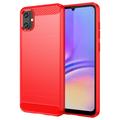 Coque Samsung Galaxy A05 en TPU Brossé - Fibre de Carbone - Rouge