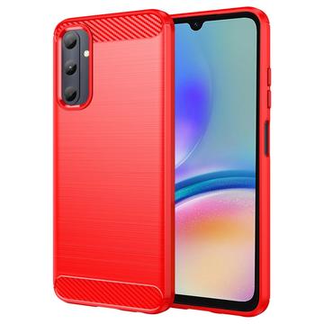 Coque Samsung Galaxy A05s en TPU Brossé - Fibre de Carbone - Rouge