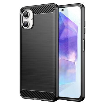 Coque Samsung Galaxy A06 en TPU Brossé - Fibre de Carbone - Noire