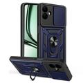 Coque Hybride Samsung Galaxy A07 4G/5G à Anneau Rotatif avec Protection pour Appareil Photo - Bleue