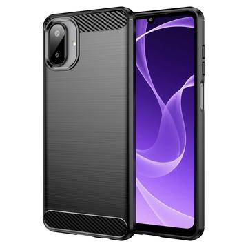 Coque Samsung Galaxy A07 4G en TPU Brossé - Fibre de Carbone - Noire