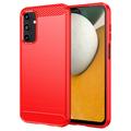 Coque Samsung Galaxy A15 en TPU Brossé - Fibre de Carbone - Rouge