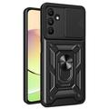 Coque Hybride Samsung Galaxy A15 à Anneau Rotatif avec Protection pour Appareil Photo - Noire