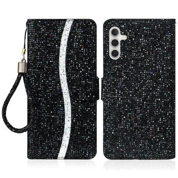 Étui portefeuille stylisé à paillettes pour Samsung Galaxy A15 - Noir