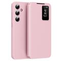 Étui à rabat Samsung Galaxy A16 Smart Clear View avec fente pour cartes - Rose