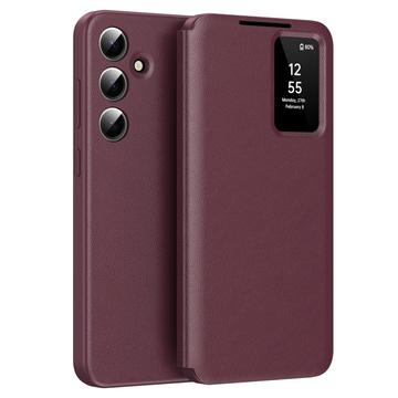 Étui à rabat Samsung Galaxy A16 Smart Clear View avec fente pour carte - Vin Rouge