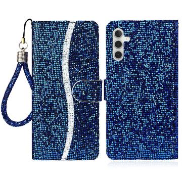 Étui portefeuille stylisé à paillettes pour Samsung Galaxy A16 - Bleu