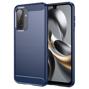 Coque Samsung Galaxy A17 en TPU Brossé - Fibre de Carbone - Bleue