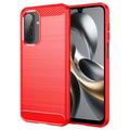 Coque Samsung Galaxy A17/F17/M17 en TPU Brossé - Fibre de Carbone - Rouge