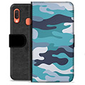 Étui Portefeuille Premium Samsung Galaxy A20e - Camouflage Bleu