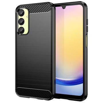 Coque Samsung Galaxy A25 en TPU Brossé - Fibre de Carbone - Noire