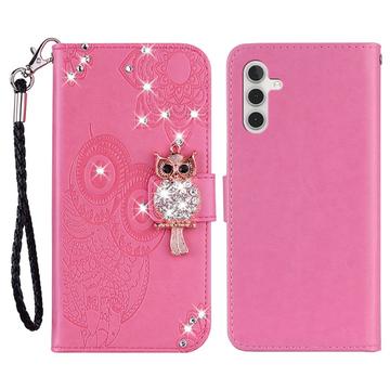 Etui Samsung Galaxy A25 Hibou Strass - Rose Vif