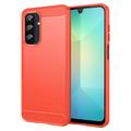 Coque Samsung Galaxy A26 en TPU Brossé - Fibre de Carbone - Rouge