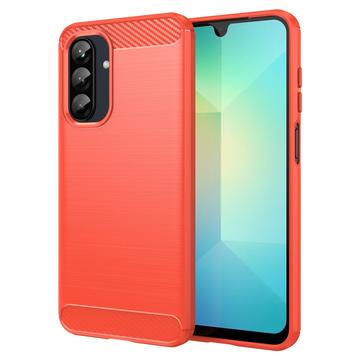 Coque Samsung Galaxy A26 en TPU Brossé - Fibre de Carbone - Rouge