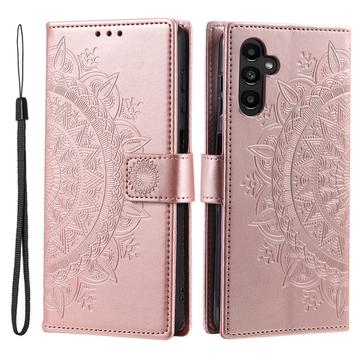 Étui Portefeuille Samsung Galaxy A26 Mandala Série - Rose Doré