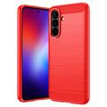 Coque Samsung Galaxy A27 en TPU Brossé - Fibre de Carbone - Rouge