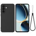 Coque Samsung Galaxy A27 en silicone liquide avec dragonne - Noire