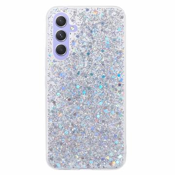 Coque Samsung Galaxy A34 5G en TPU Glitter Flakes - Argenté