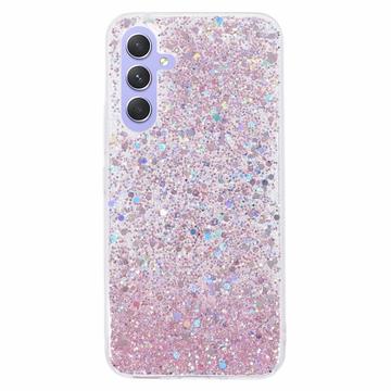 Coque Samsung Galaxy A35 en TPU Glitter Flakes - Rose