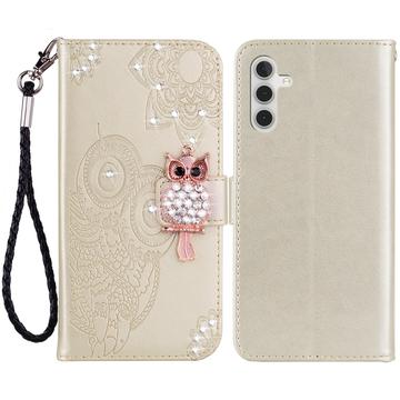 Etui Samsung Galaxy A35 Owl Rhinestone - Doré