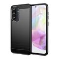Coque Samsung Galaxy A37 en TPU Brossé - Fibre de Carbone - Noire