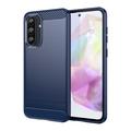 Coque Samsung Galaxy A37 en TPU Brossé - Fibre de Carbone - Bleue