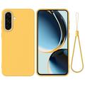 Coque Samsung Galaxy A37 en silicone liquide avec dragonne - Jaune