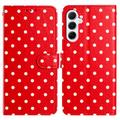 Étui portefeuille Samsung Galaxy A37 à motifs de pois - Rouge