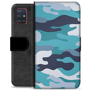 Étui Portefeuille Premium Samsung Galaxy A51 - Camouflage Bleu