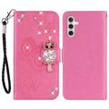 Etui Samsung Galaxy A54 5G Owl Rhinestone - Rose Vif