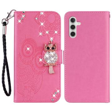 Etui Samsung Galaxy A54 5G Owl Rhinestone - Rose Vif