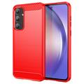 Coque Samsung Galaxy A55 en TPU Brossé - Fibre de Carbone - Rouge