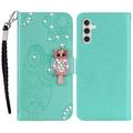 Etui Samsung Galaxy A55 Owl Rhinestone - Cyan