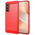 Coque Samsung Galaxy A57 en TPU Brossé - Fibre de Carbone - Rouge