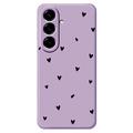Coque fine Samsung Galaxy A57 en TPU avec motif cœur - Violete / Noire