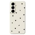 Coque fine Samsung Galaxy A57 en TPU avec motif cœur - Beige / Noire