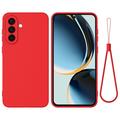 Coque Samsung Galaxy A57 en silicone liquide avec dragonne - Rouge