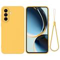 Coque Samsung Galaxy A57 en silicone liquide avec dragonne - Jaune