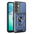 Coque Hybride Samsung Galaxy A57 à Anneau Rotatif avec Protection pour Appareil Photo - Bleue